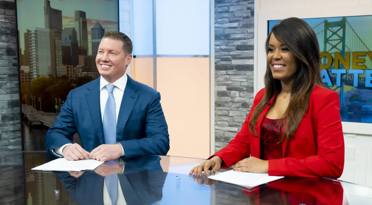 Jim Cipriotti and co-host on TV studio set