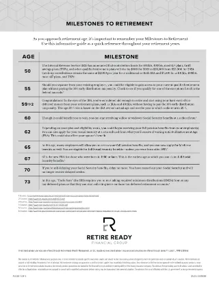 Milestones to Retirement Guide cover